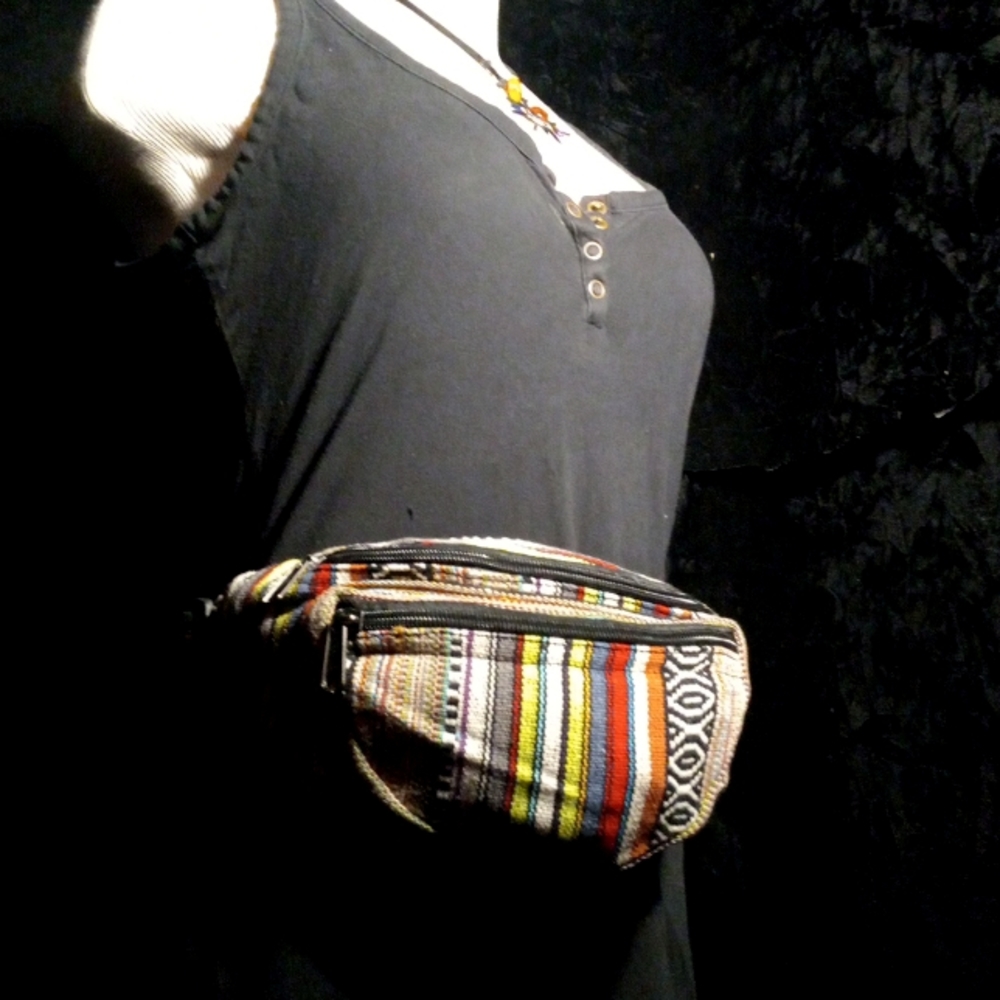New Nepal Adjustable Cotton Fanny Pack Waist Bag Unisex Travel - Picture 1 of 6